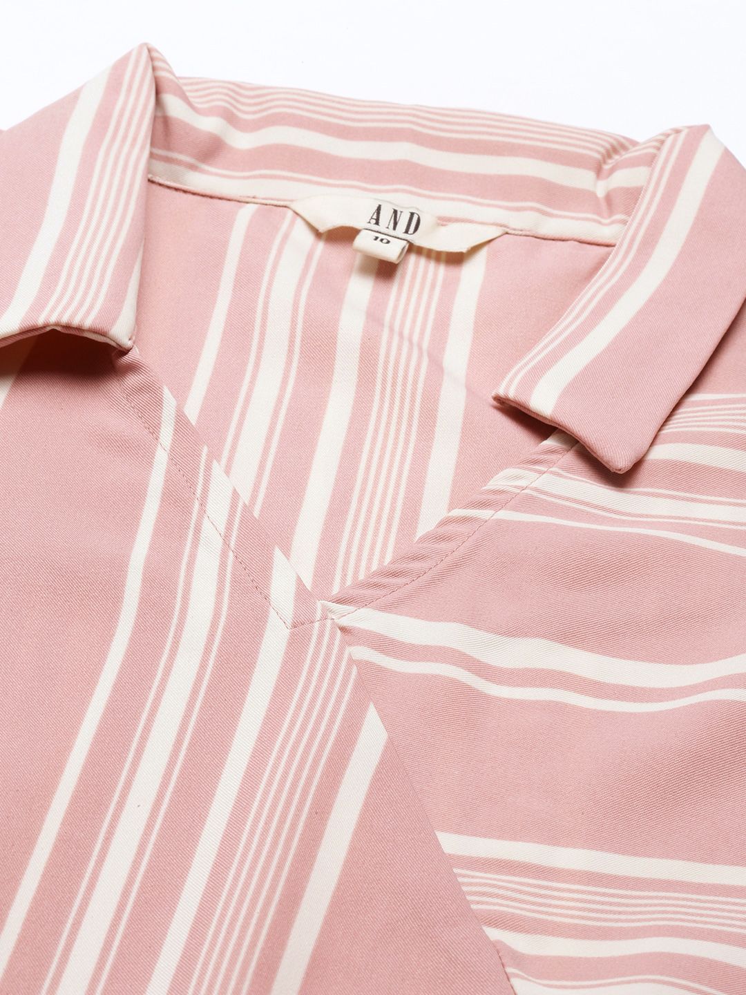 AND Pink & White Striped Fit & Flare Dress