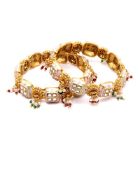 KARATCART Set Of 2 Gold-Plated Stone Studded Bangles