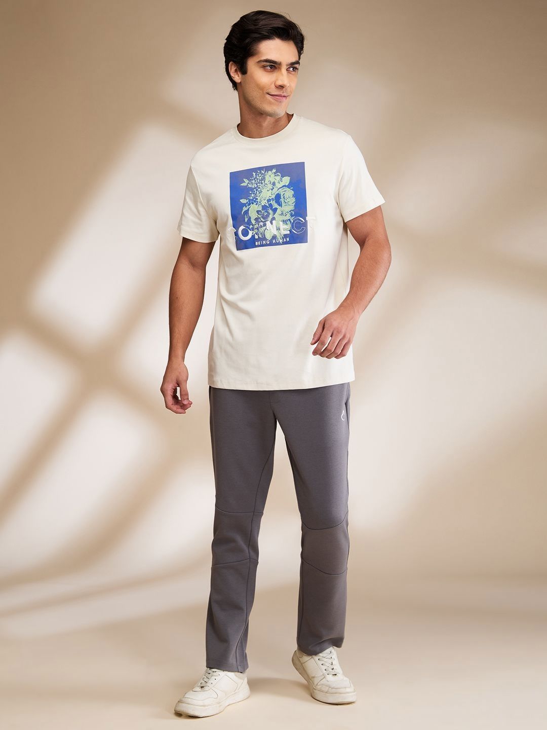Being Human Men Typography Printed Applique T-shirt