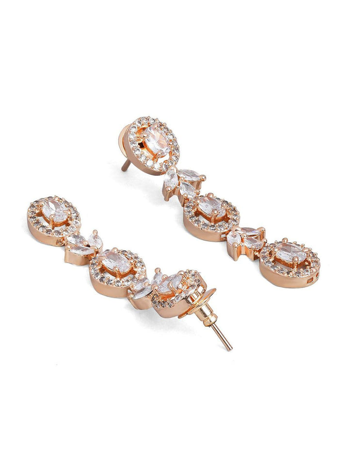 Rubans 18k Rose Gold-Plated Putih Zirkonia Kalung Buatan Kalung Buatan Kalung