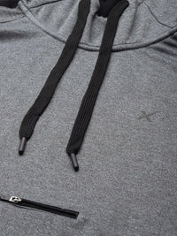 HRX by Hrithik Roshan Men Charcoal Grey Solid Hooded Zip Detail Rapid-Dry Sweatshirt