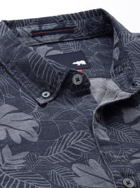 THE BEAR HOUSE Men Cotton Button Down Collar Slim Fit Floral Printed Casual Shirt