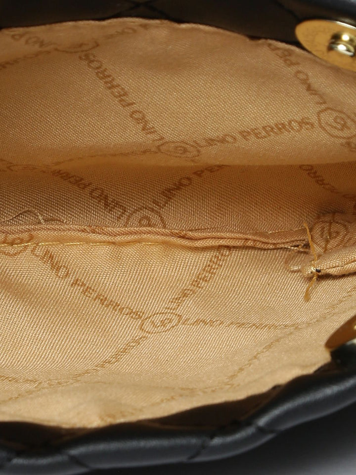 Lino Perros Black Solid Quilted Sling Bag