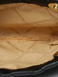 Lino Perros Black Solid Quilted Sling Bag
