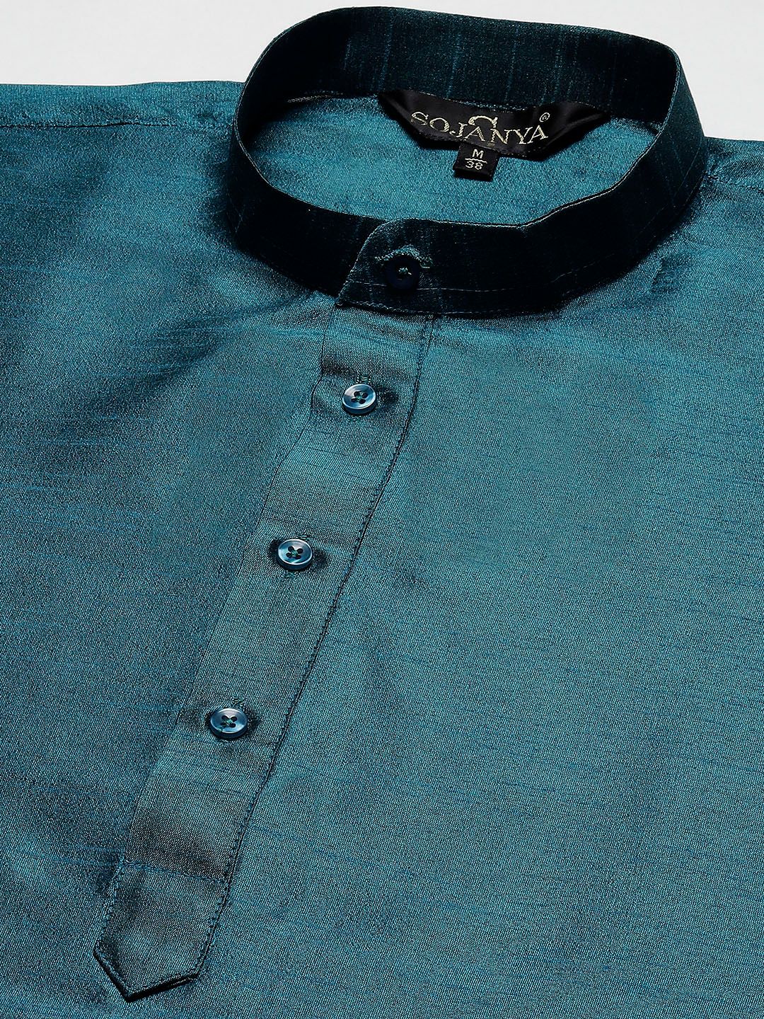 SOJANYA Men Green Kurta with Churidar with Nehru Jacket