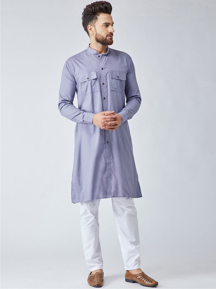 SOJANYA Men Blue Solid Pathani Kurta