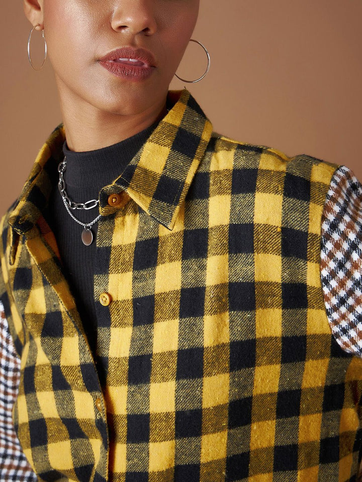 SASSAFRAS Spread Collar Buffalo Checked Flannel Casual Pure Cotton Shacket