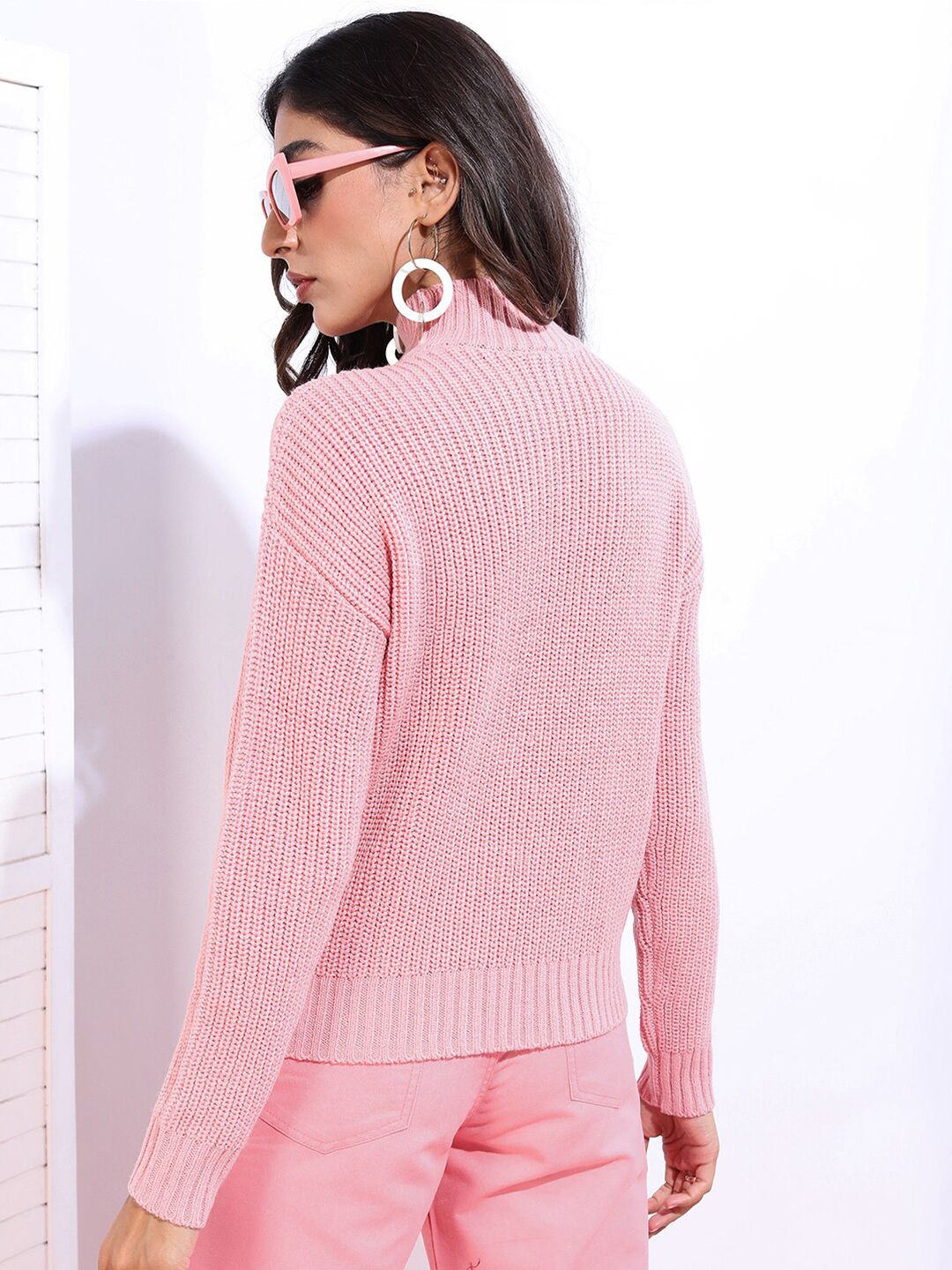 Tokyo Talkies Women Pink Turtle Neck Pullover