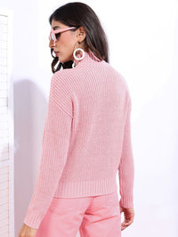 Tokyo Talkies Women Pink Turtle Neck Pullover