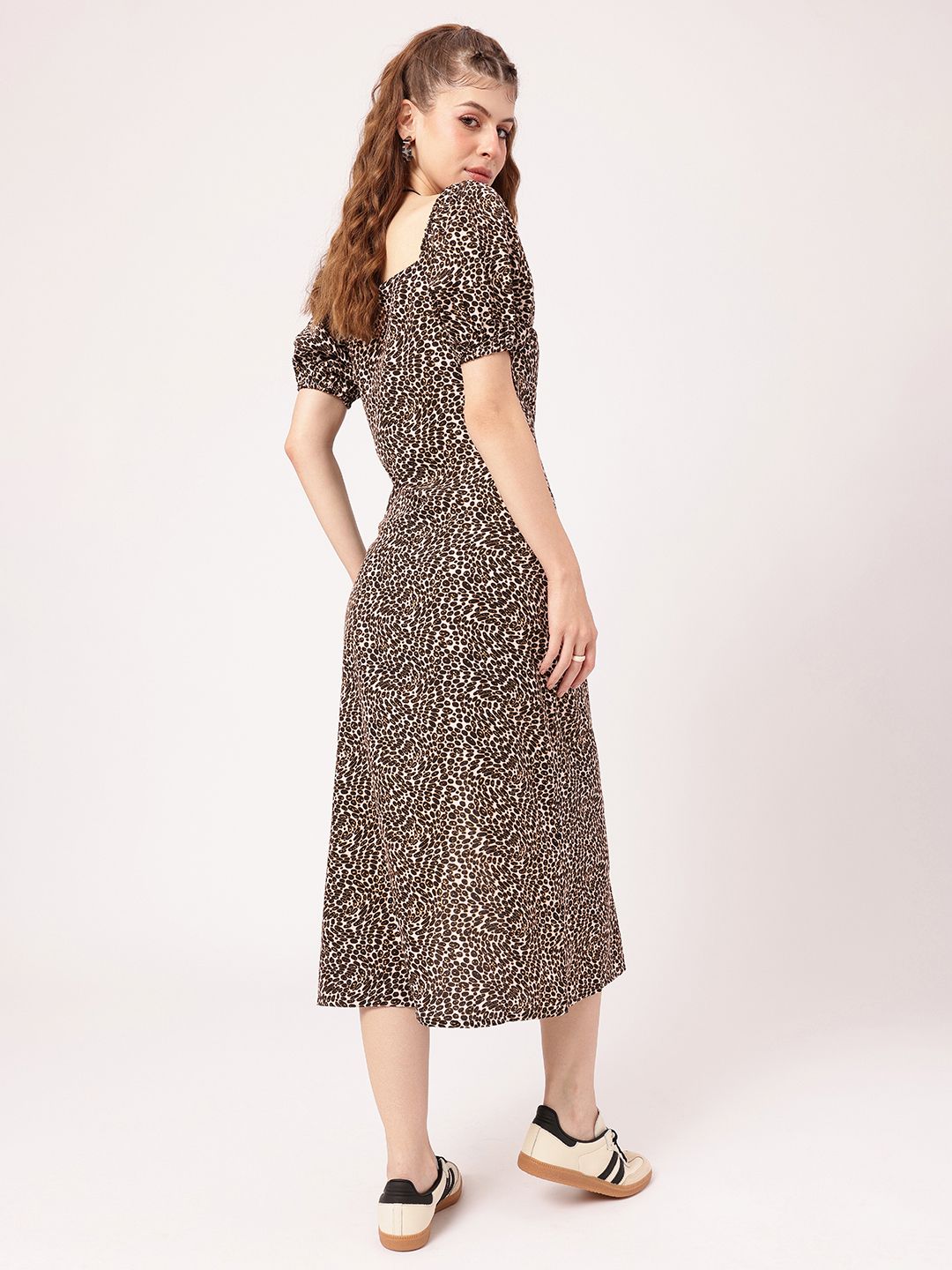 DressBerry Fierce Side Animal Skin Print Midi Dress With Slit