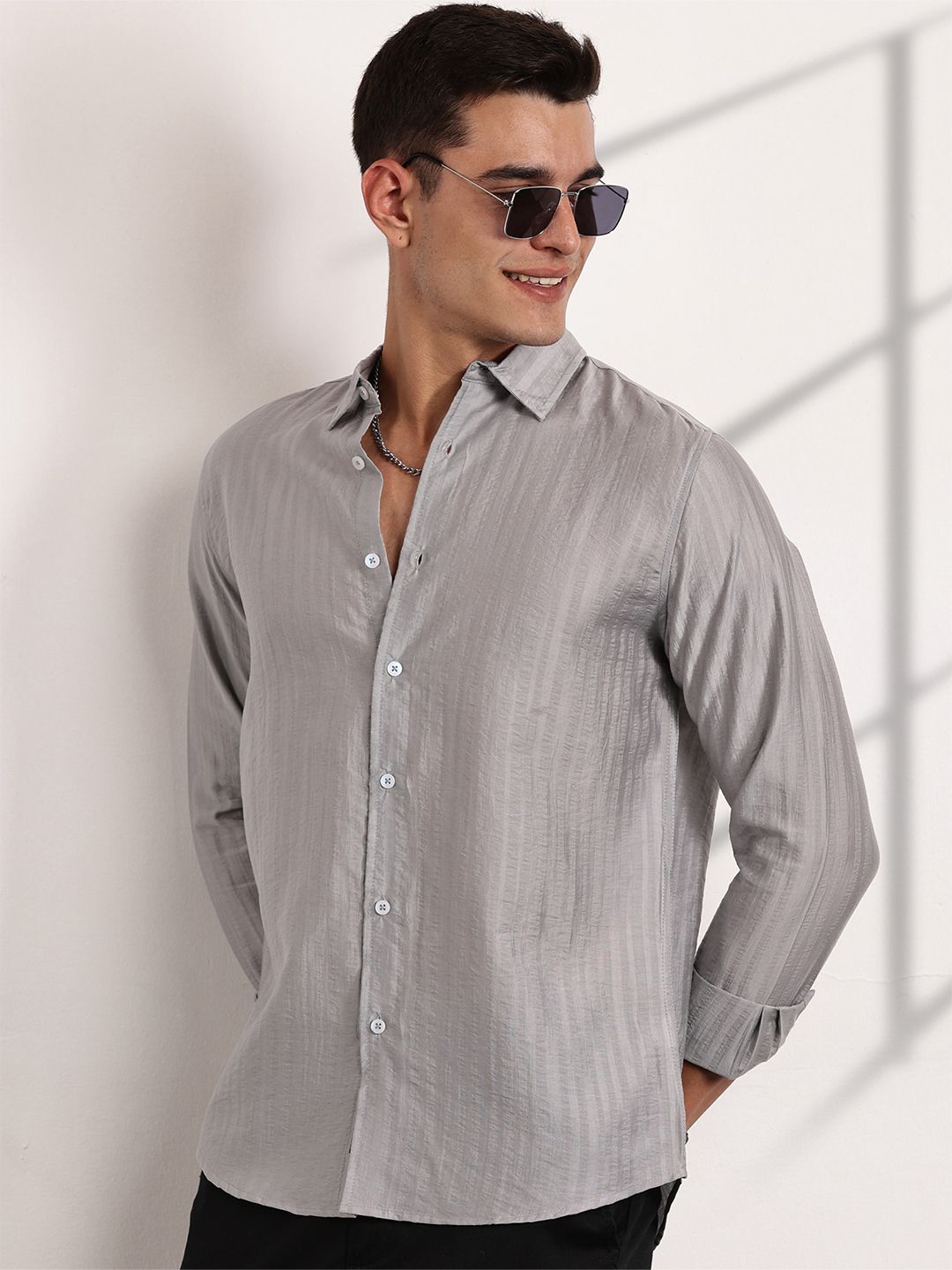 Thomas Scott Men Classic Slim Fit Opaque Casual Shirt