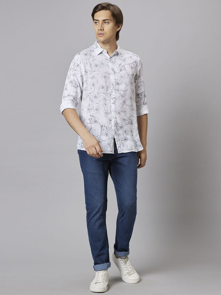 Being Human Men White Slim Fit Opaque Casual Shirt