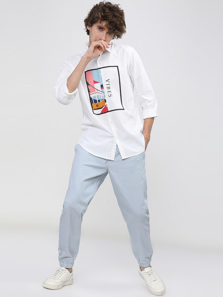 HIGHLANDER Men White Slim Fit Casual Shirt