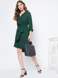 Berrylush Women Green Solid Shirt Dress