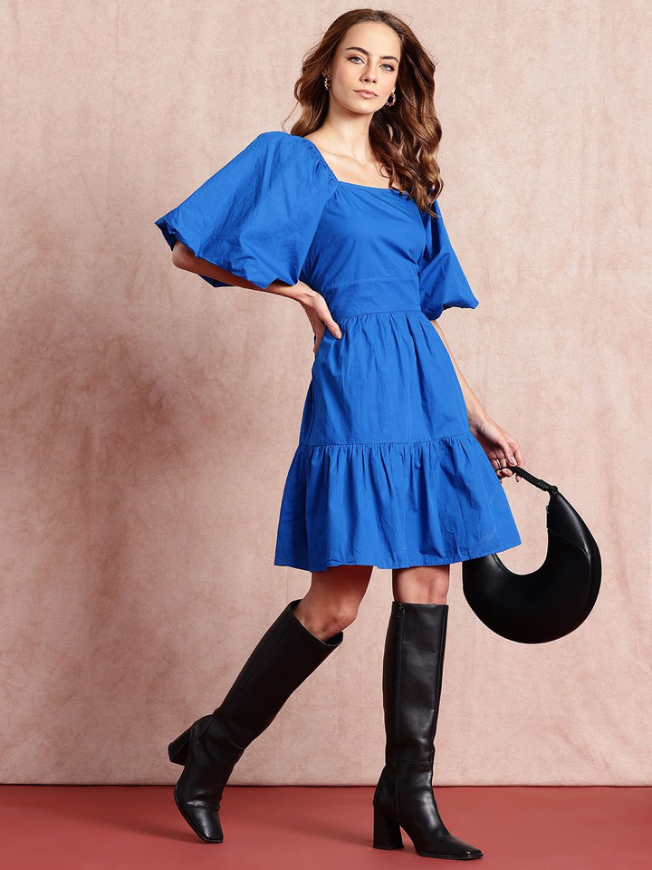 all about you Puff Sleeve Fit & Flare Dress
