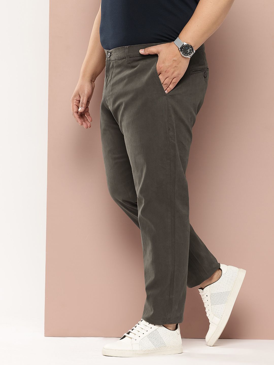 Thomas Scott Men Plus Size Smart Easy Wash Pure Cotton Chinos Trousers