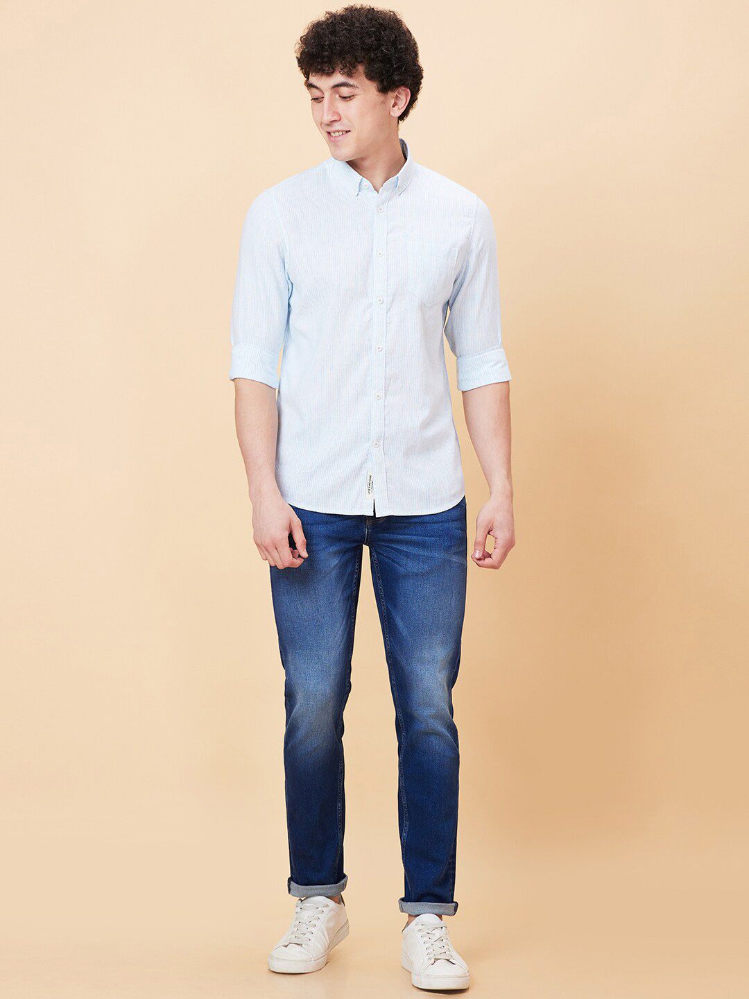 Being Human Slim Fit Vertical Striped Button-Down Collar Casual Shirt