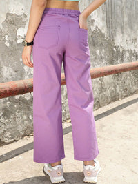 STREET 9 Women Lavender Relaxed Loose Fit High-Rise Trousers
