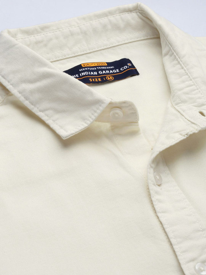 The Indian Garage Co Men Cream-Coloured Solid Casual Shirt