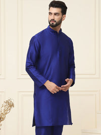 SOJANYA Men Blue Solid Straight Kurta