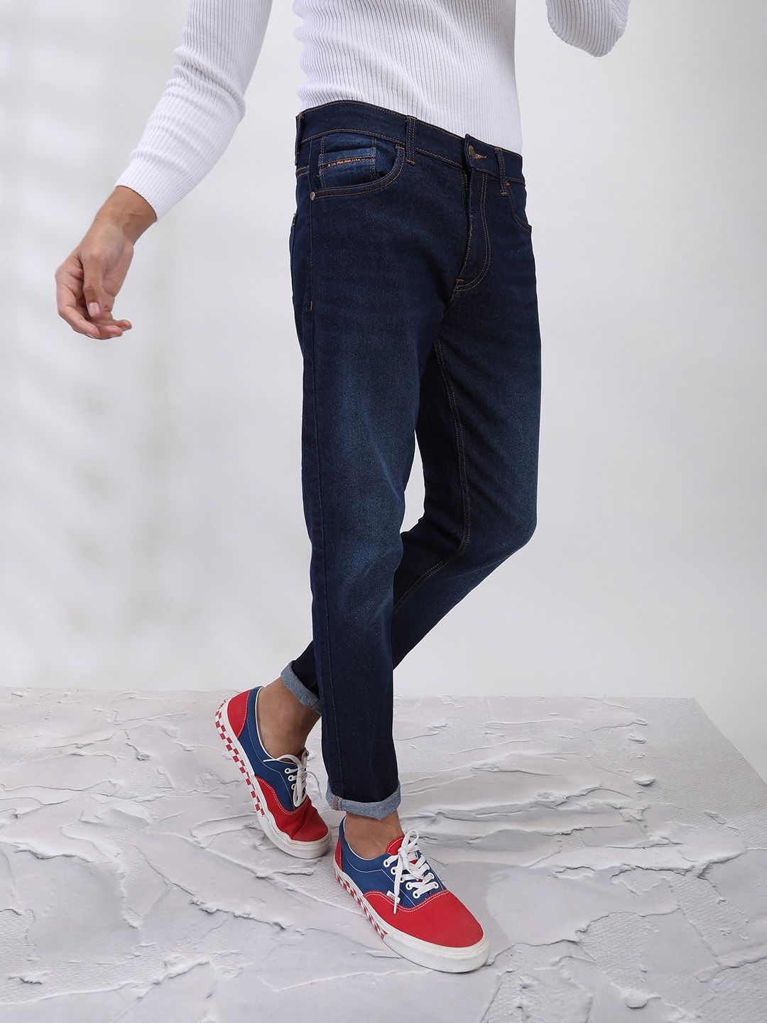 The Indian Garage Co Men Blue Slim Fit Mid-Rise Clean Look Jeans