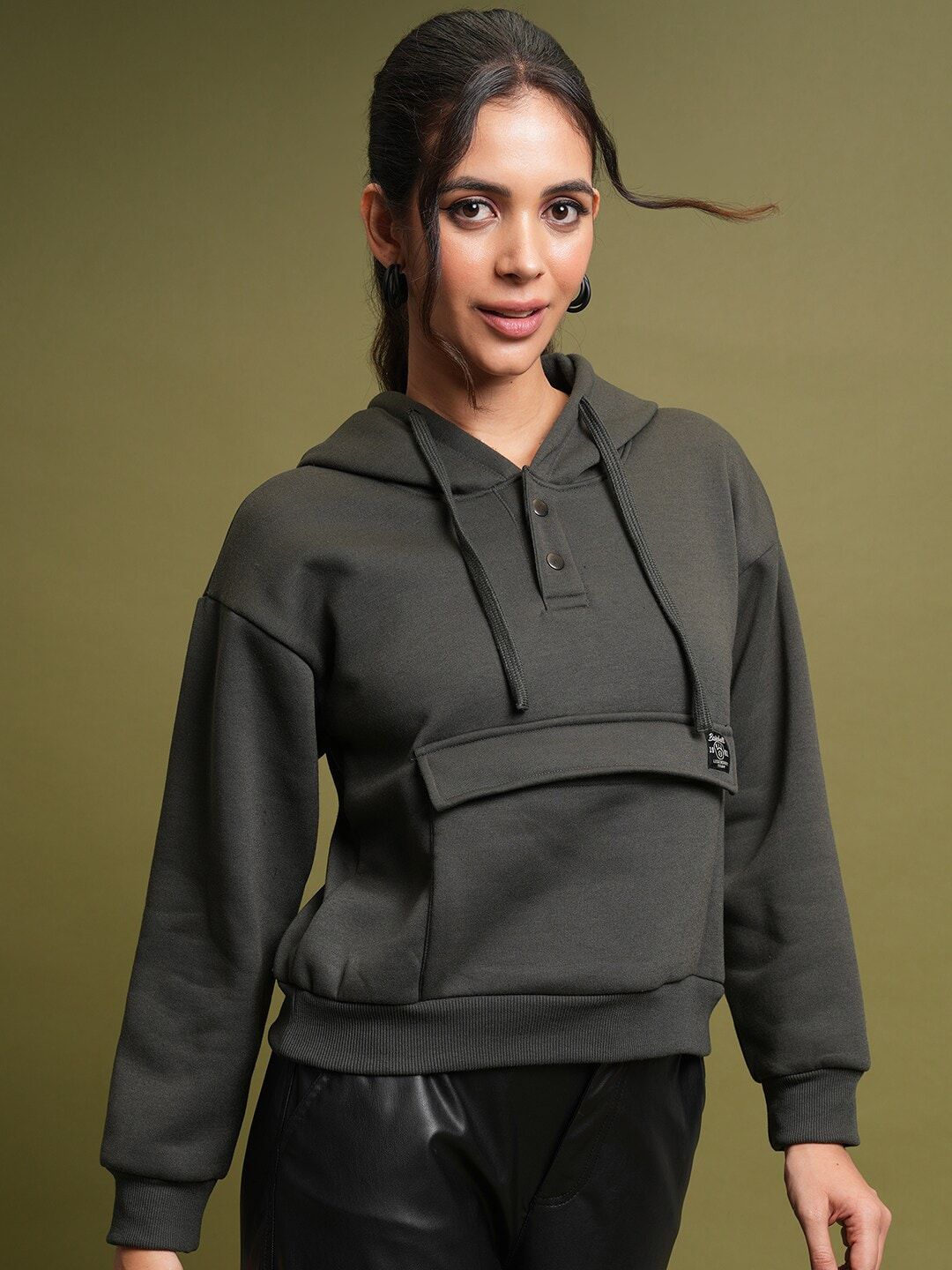 Tokyo Talkies Grey Relaxed Fit Hooded Sweatshirt