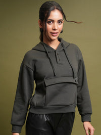 Tokyo Talkies Grey Relaxed Fit Hooded Sweatshirt