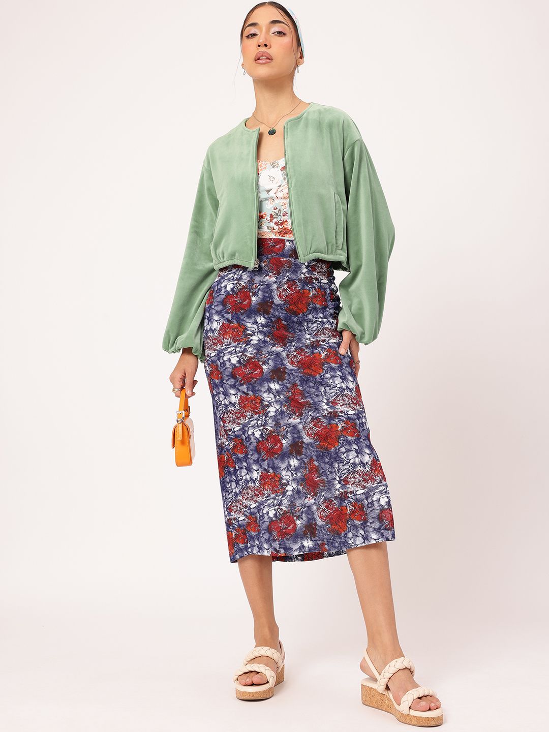 DressBerry Chill Mode On Velour Finish Dramatic Puff Sleeves Crop Jacket