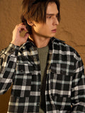 DENNISON Men Double Pocket Drop Shoulder Oversized Cotton Checked Shacket