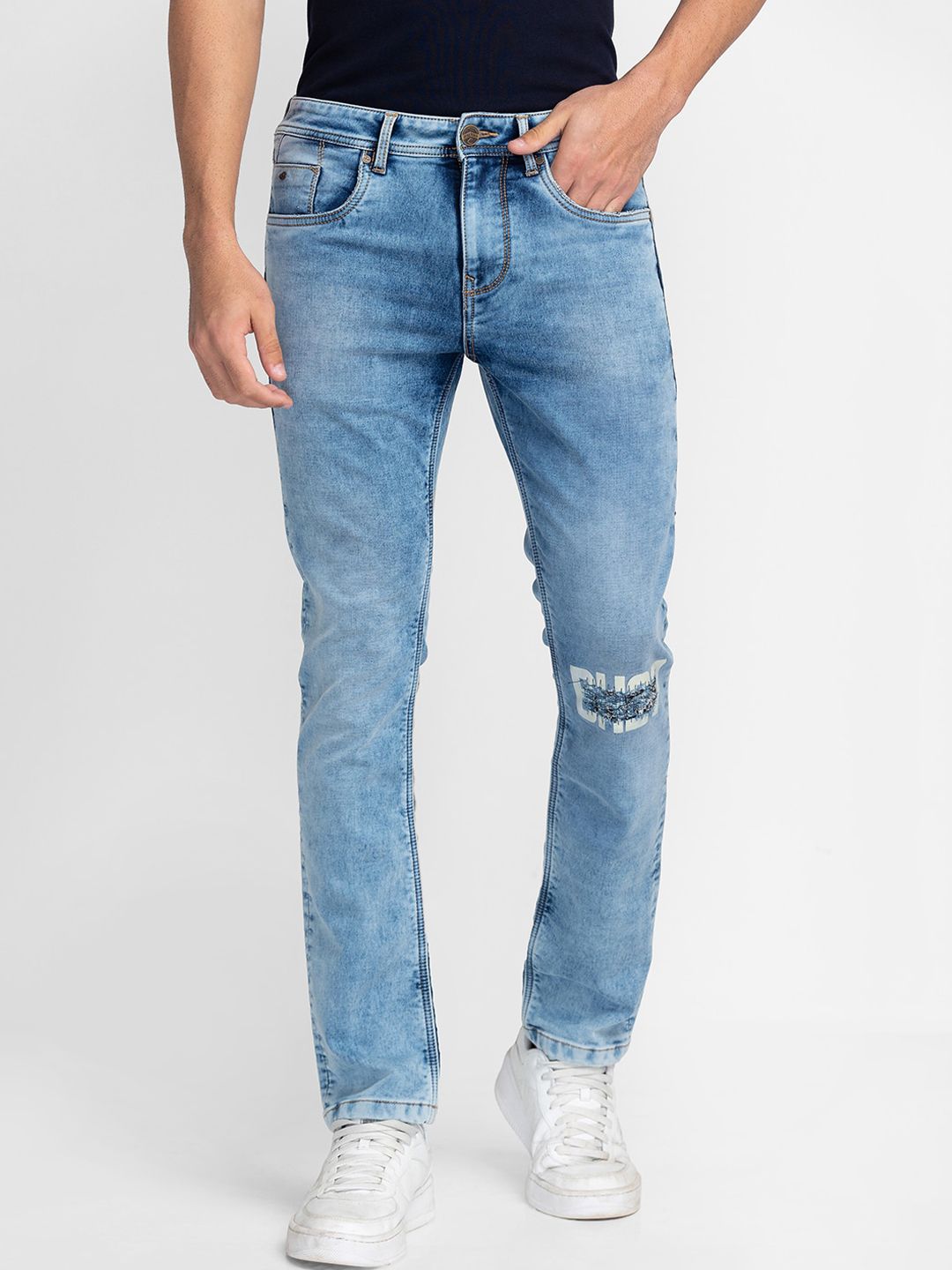 Being Human Men Straight Fit Mildly Distressed Heavy Fade Jeans