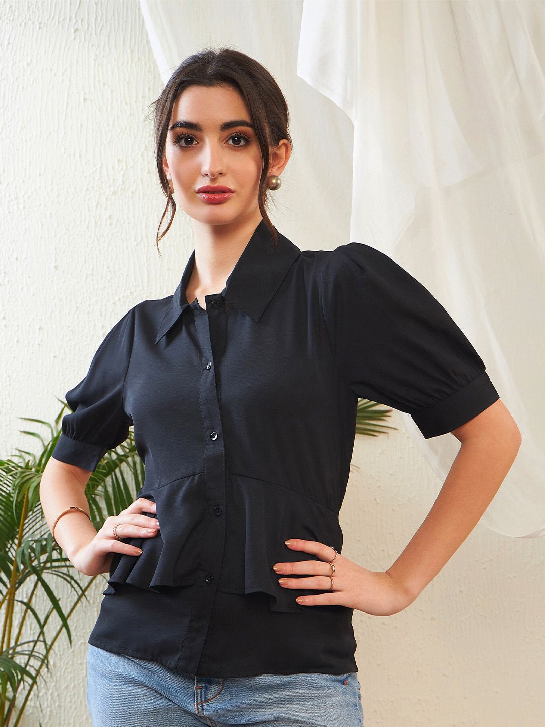 Atasan Gaya Baju Georgette Lengan Puff SASSAFRAS