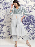 Vishudh Ethnic Motifs Embroidered V-Neck Thread Work Straight Kurta With Trousers