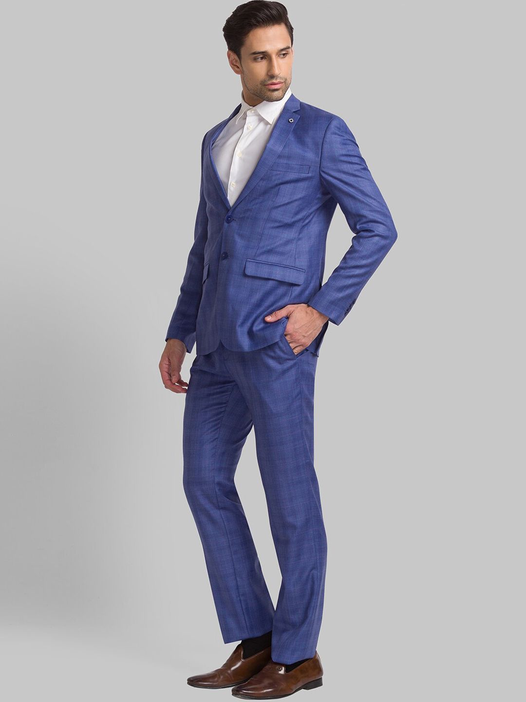 Raymond Men Checked Single Breasted Two Piece Formal Suit