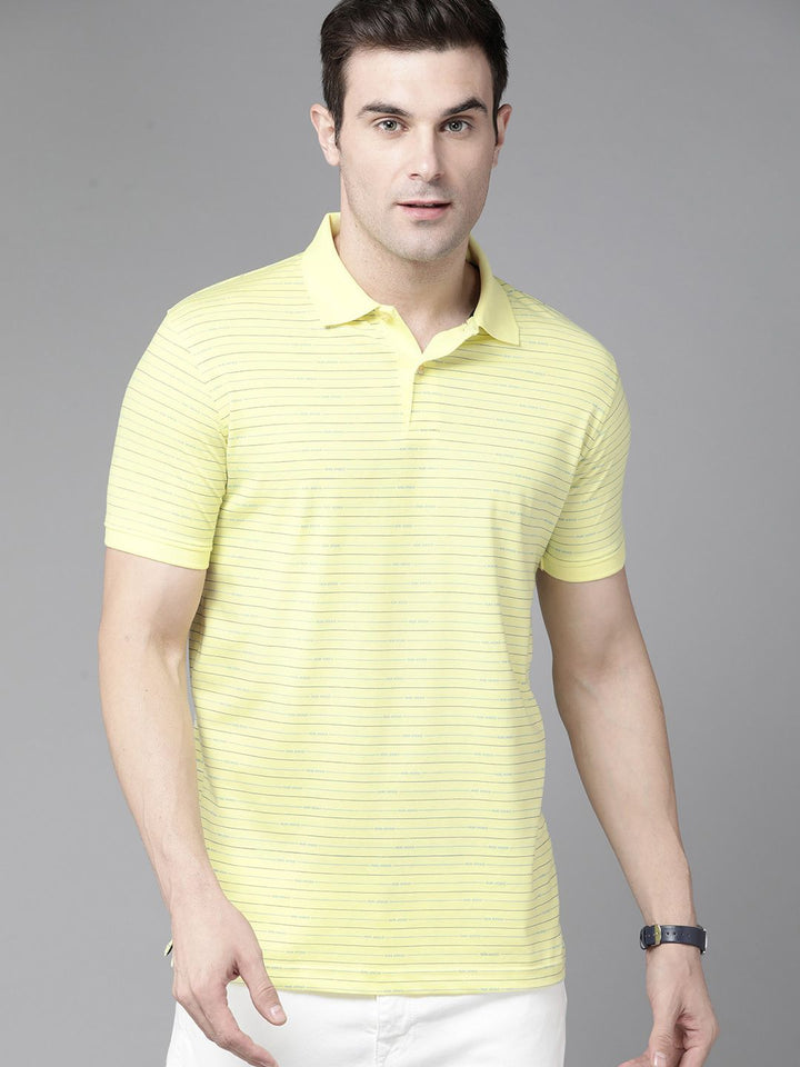 Park Avenue Striped Polo Collar Slim Fit T-shirt