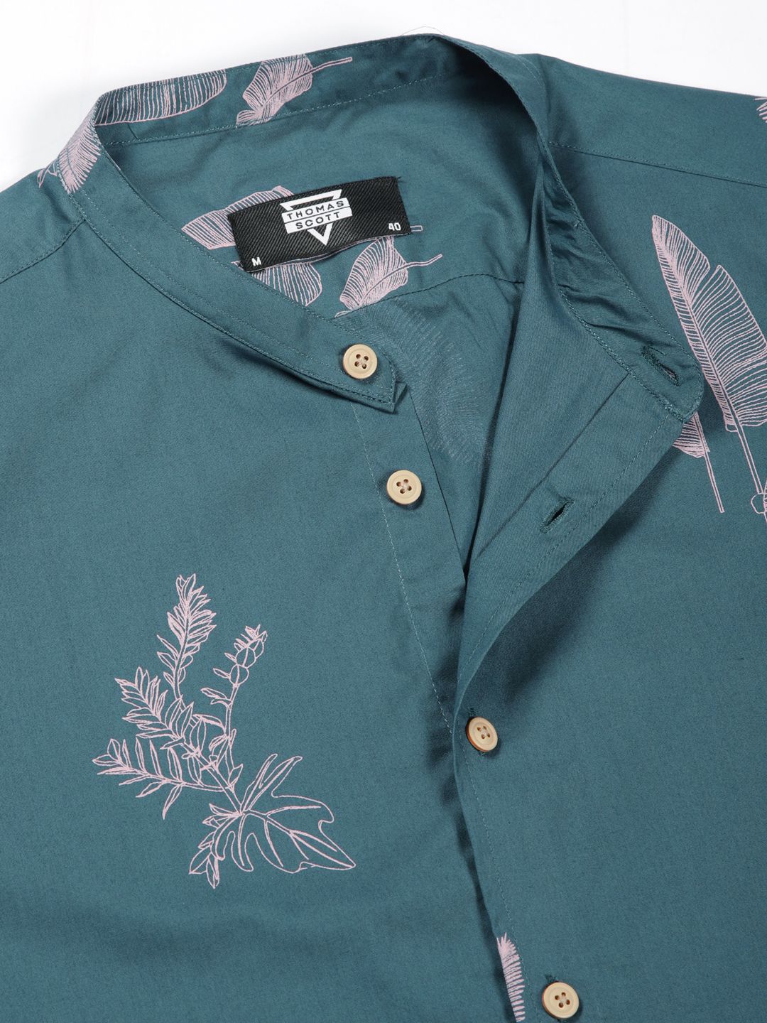 Thomas Scott Premium Slim Fit Floral Opaque Printed Cotton Casual Shirt