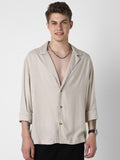 VASTRADO Men Classic Solid Cuban Collar Casual Shirt