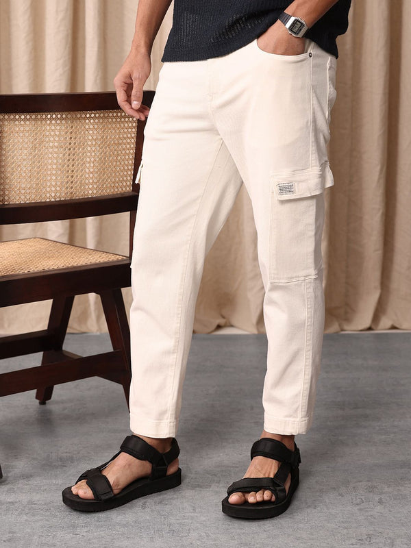 Mr Bowerbird Men yang dipotong Fit Light Fade Cargo Style Jeans Regangan