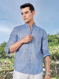 Thomas Scott Men Premium Regular Fit Vertical Striped Linen Casual Shirt