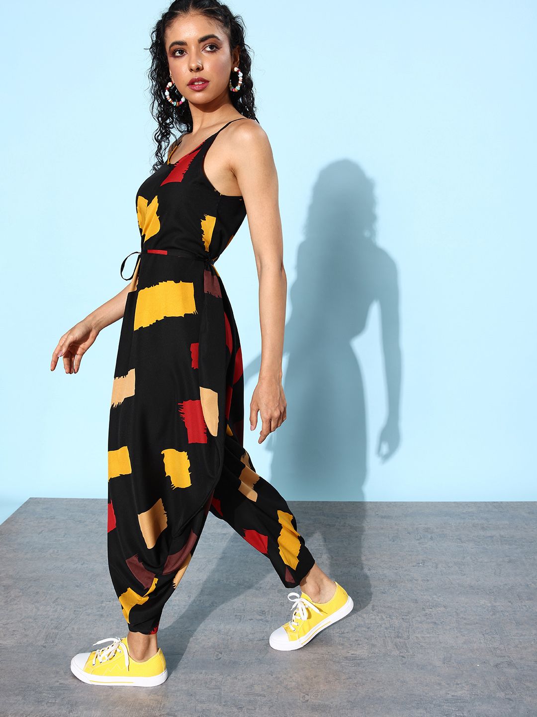 QUIERO Women Black & Brown Printed Basic Jumpsuit