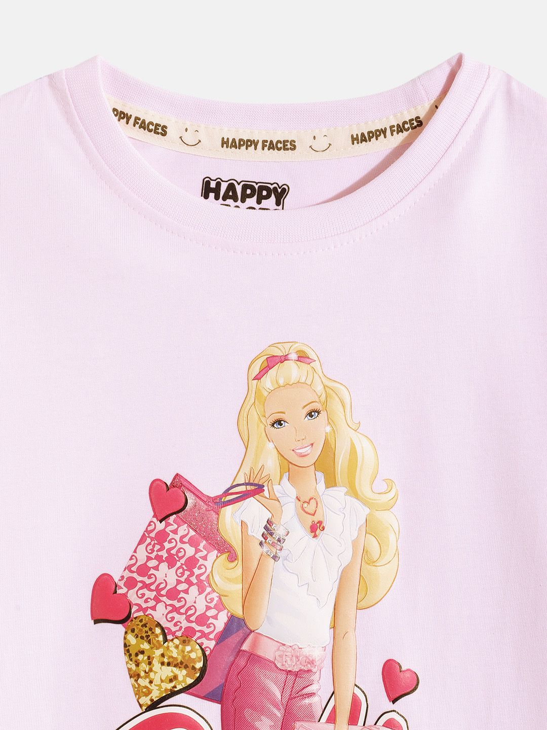 Happy Faces Girls Barbie Printed Pure Cotton T-shirt