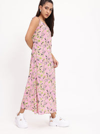 DressBerry Floral Printed Sleeveless A-Line Midi Dress