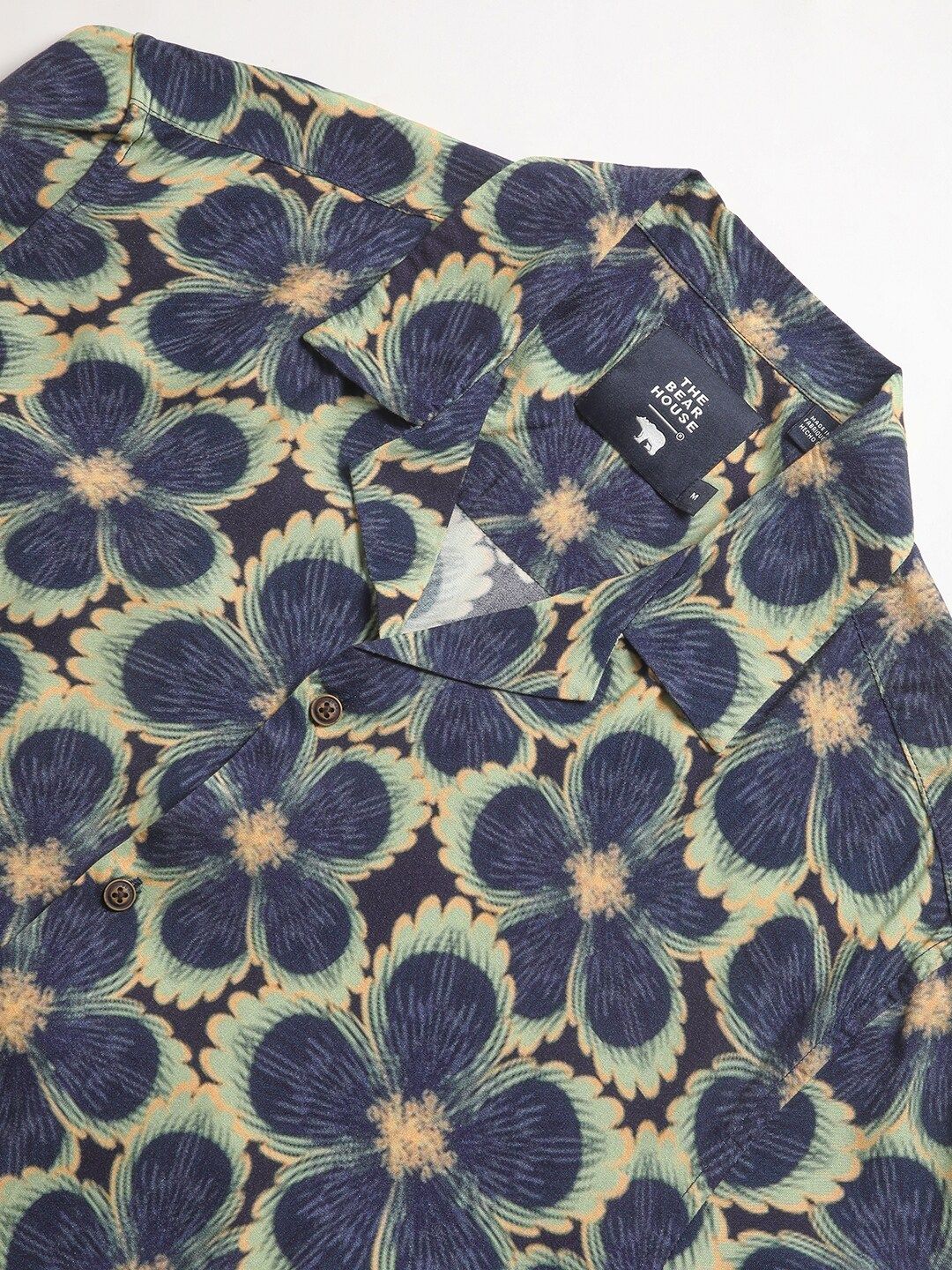 THE BEAR HOUSE Regular Fit Floral Printed Cuban Collar Casual Shirt