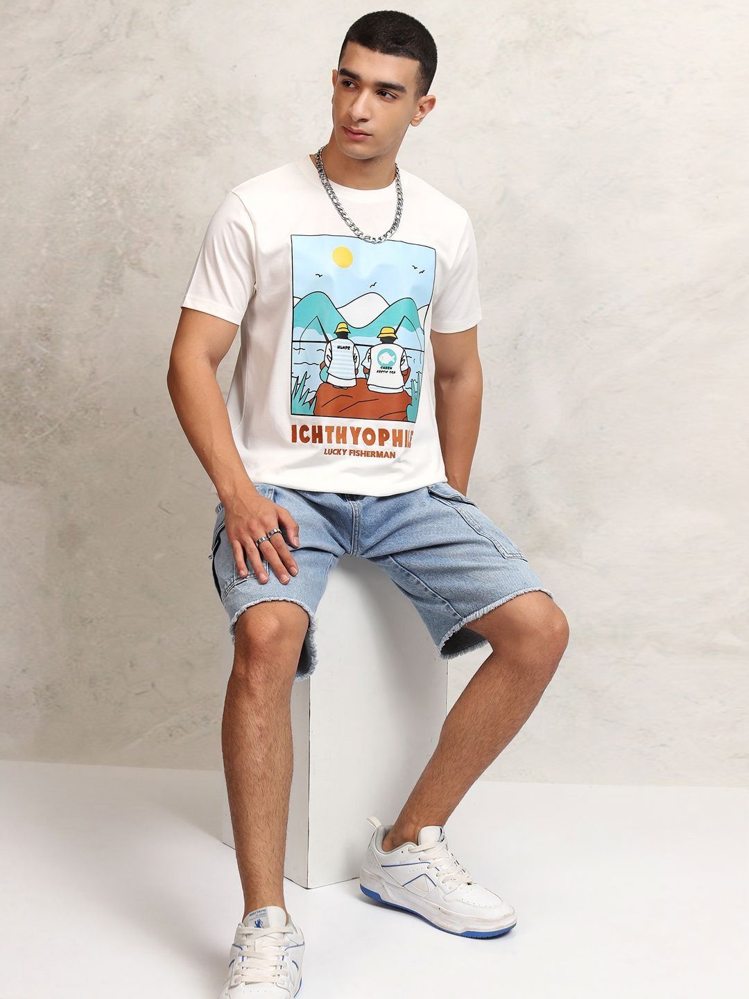 HIGHLANDER Men Graphic Printed Round Neck Relaxed Fit T-shirt