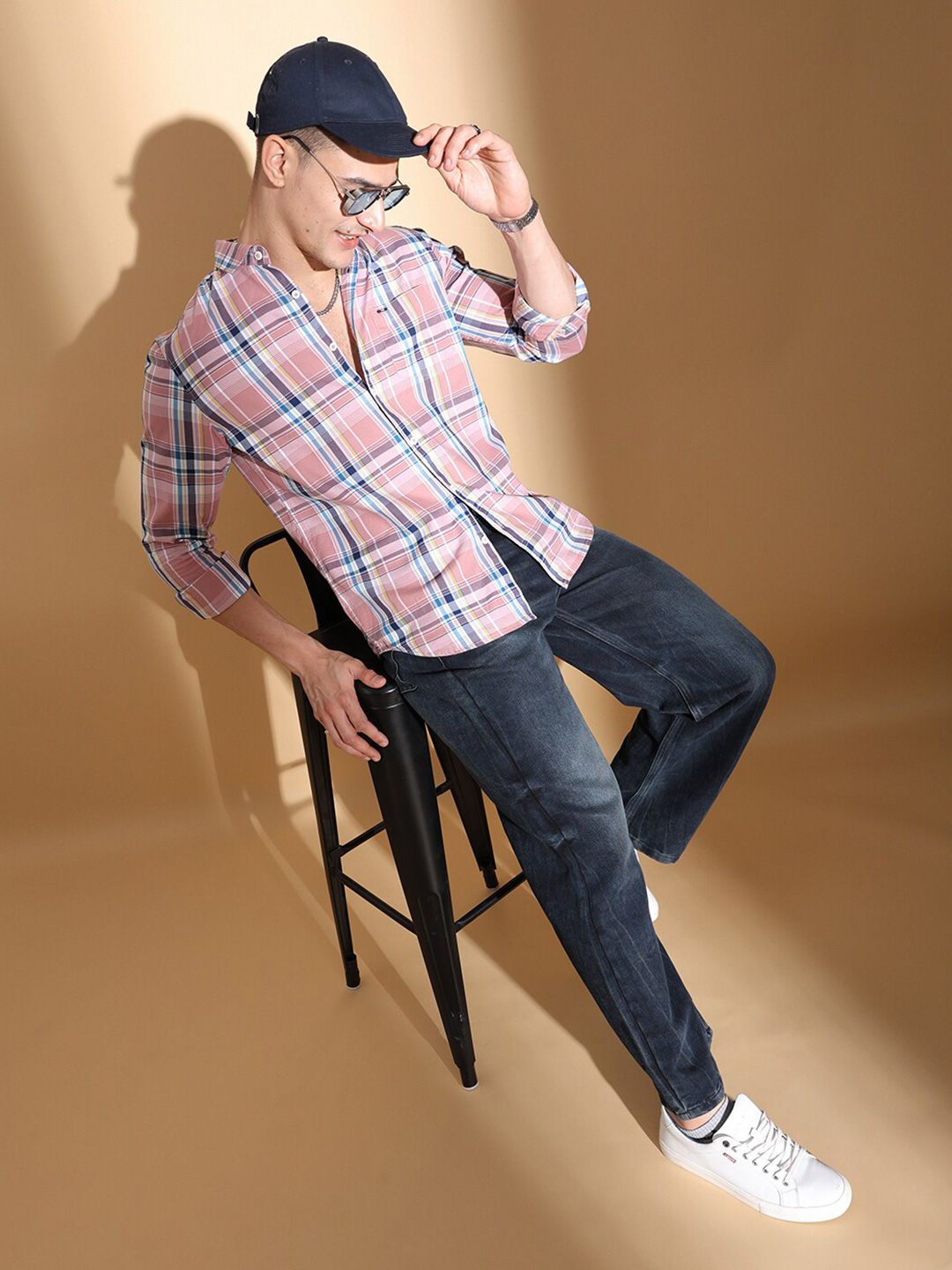 The Indian Garage Co Slim Fit Tartan Checked Twill Casual Shirt