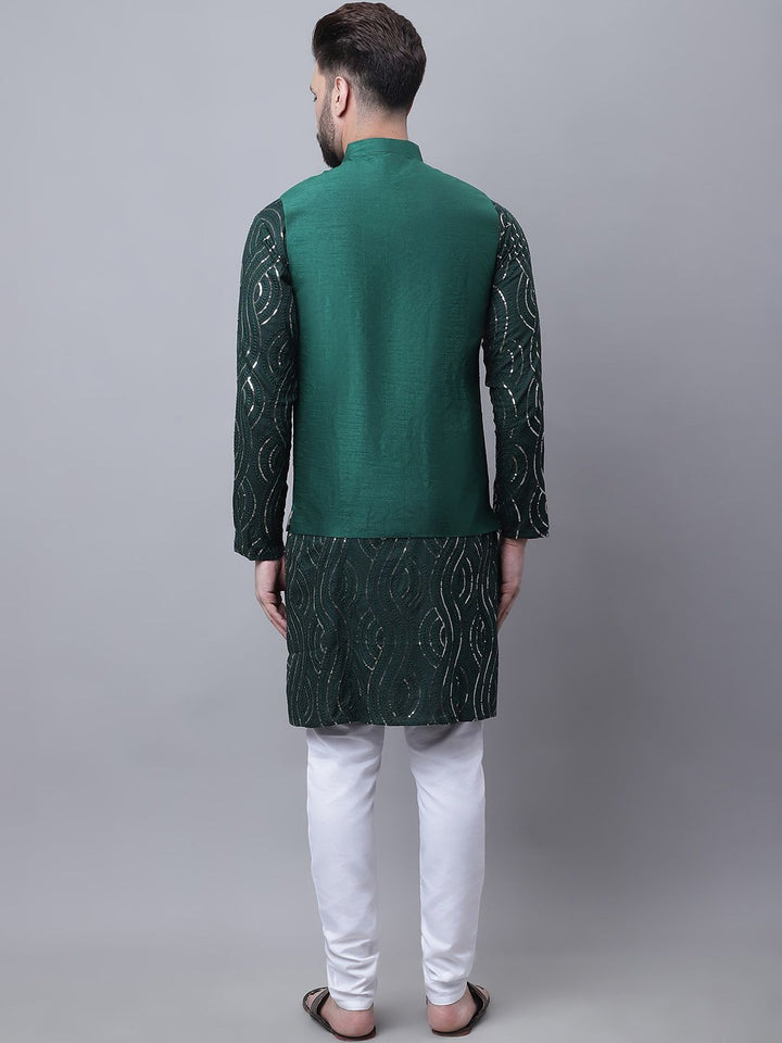 SOJANYA Sequinned Embroidered Regular Pure Cotton Kurta With Churidar