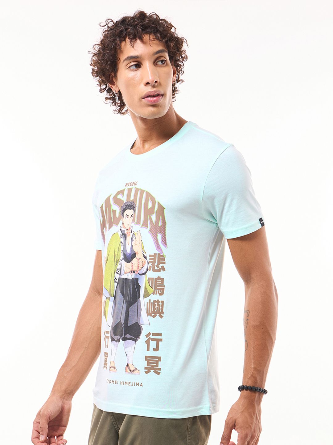 Bewakoof Official Demon Slayer Pure Cotton Stone Hashira Graphic Printed T-shirt