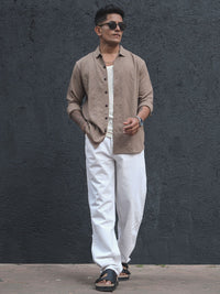 Powerlook India Slim Floral Self Design Spread Collar Casual Shirt