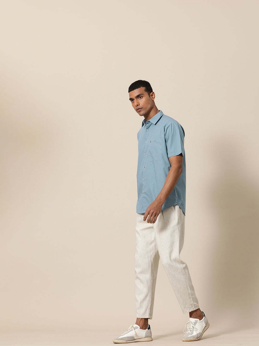 Mr Bowerbird Men Blue Pure Cotton Liberal Fit Casual Shirt