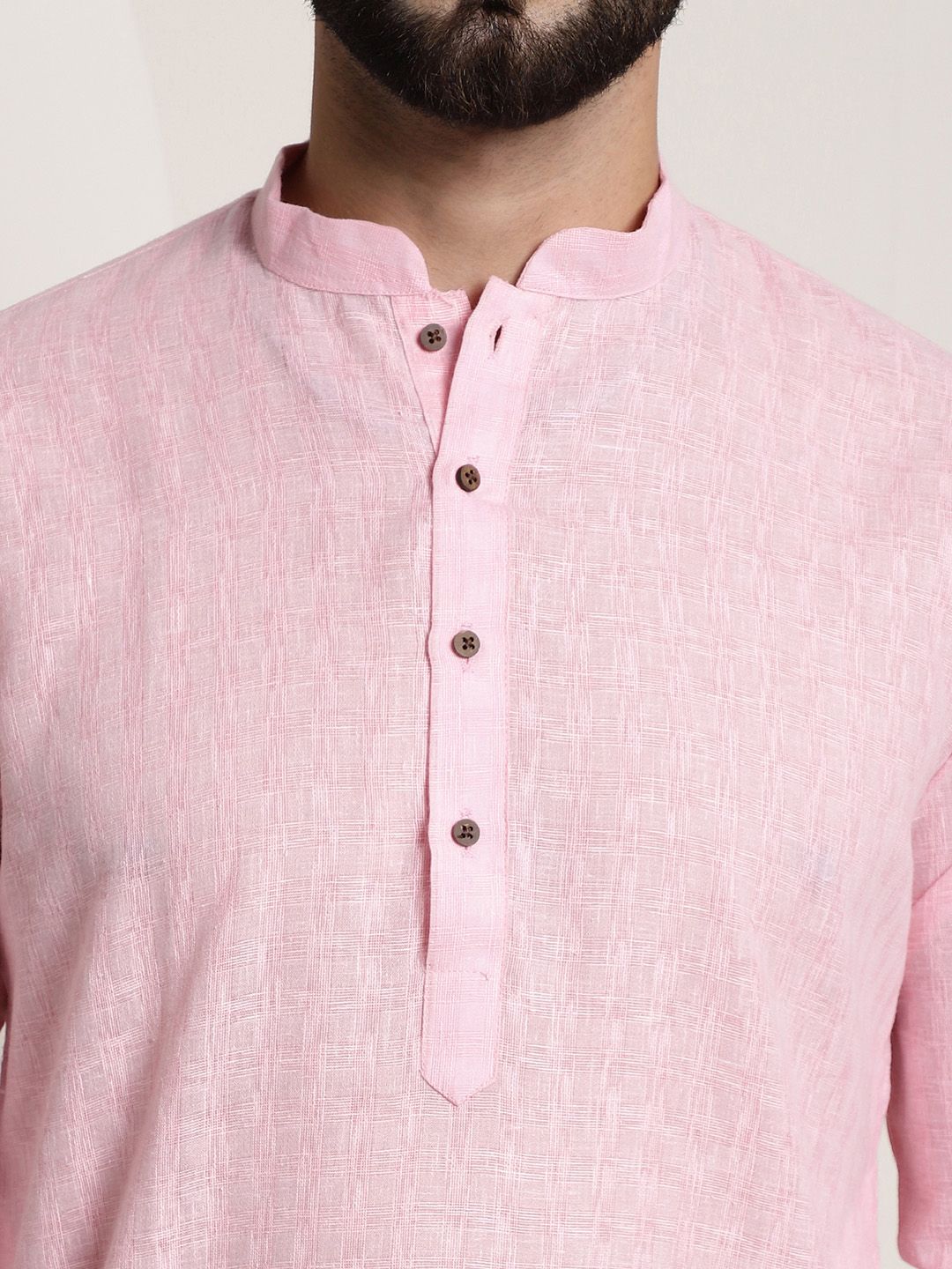 SOJANYA Checked Mandarin Collar Long Sleeves Straight Kurta