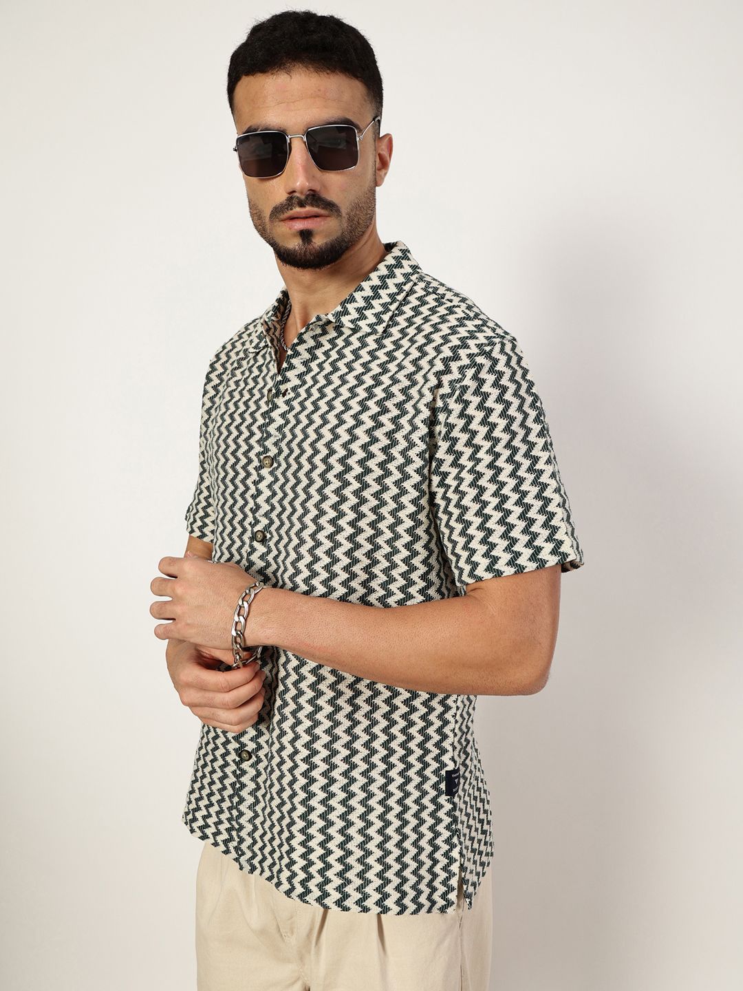 Thomas Scott Men Premium Spread Collar Vertical Striped Cotton Slim Fit Casual Shirt